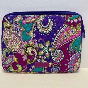 Vera Bradley Purple Paisley Quilted Laptop Sleeve Heather 14” x 11”